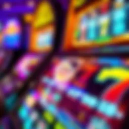 A close-up view of a vibrant slot machine display