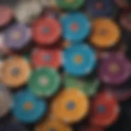 High-quality ceramic poker chips showcasing vibrant colors