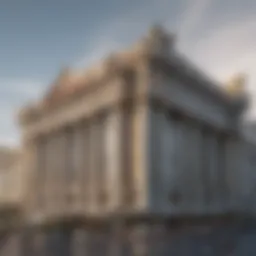 An elegant view of the Caesars Palace exterior showcasing its grand architectural design