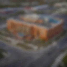 Aerial view of Eagle Casino showcasing its vibrant exterior
