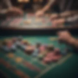 High-stakes gaming table with chips