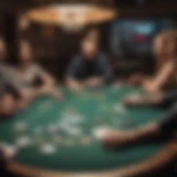 An engaging online poker table displaying criss cross poker in action