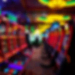 A vibrant live casino environment showcasing slot machines in action