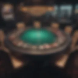 A futuristic poker table with digital interfaces