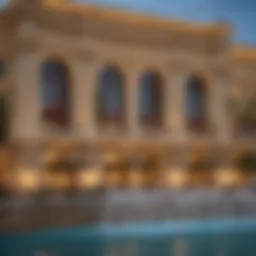 The majestic facade of the Bellagio resort, showcasing its iconic architecture and fountains.