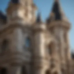 Majestic castle facade in Las Vegas showcasing intricate architectural details