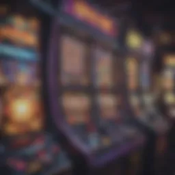 Close-up view of a casino slot machine screen displaying vibrant graphics