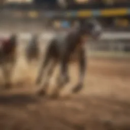 A vibrant scene capturing the excitement of greyhound racing in Las Vegas