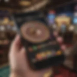 A sleek iPhone displaying a vibrant casino app interface