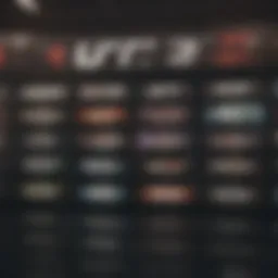Diverse UFC odds displayed on a betting platform